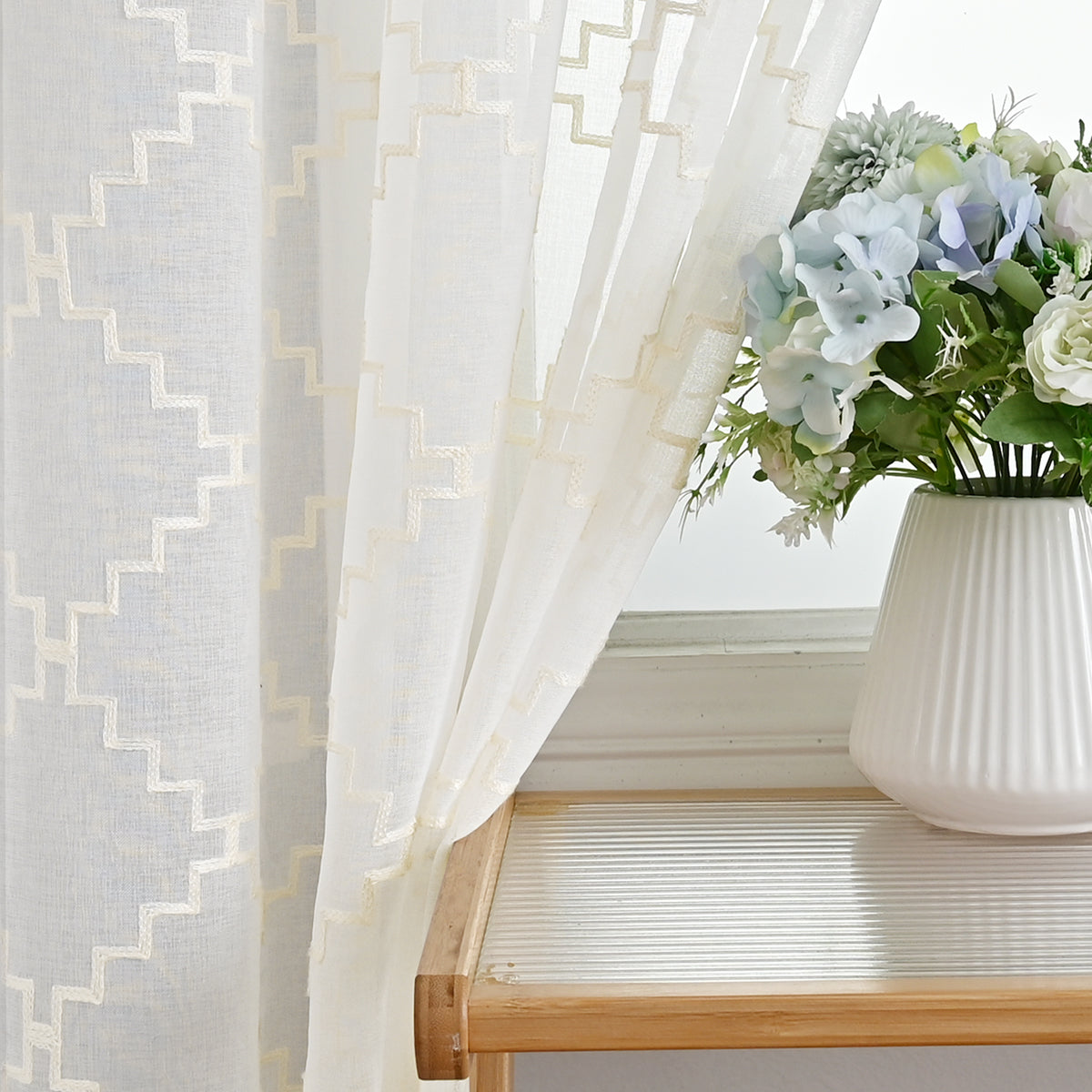 Modern Wave Diamond Sheer Curtains