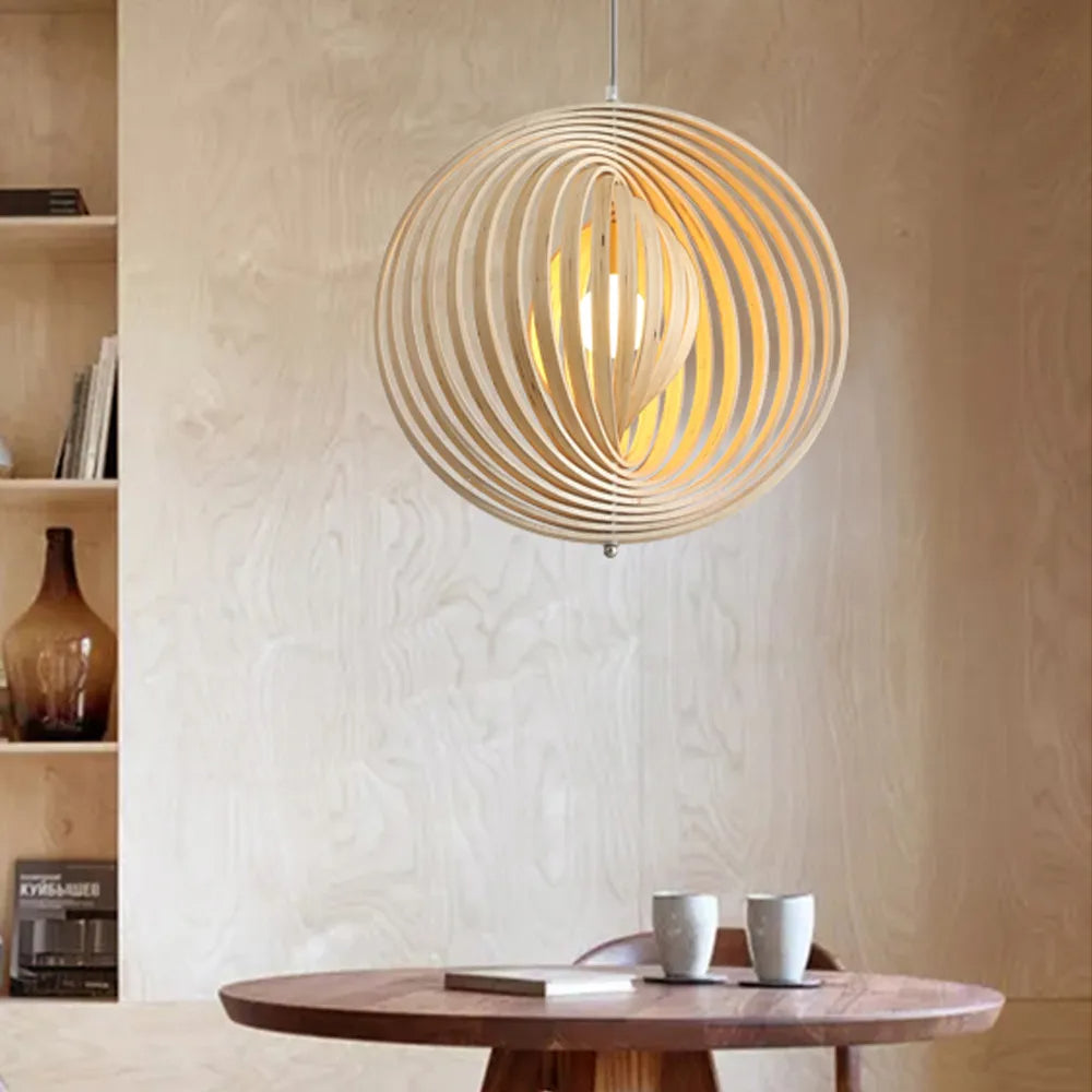 Muto Japanse LED Hanglampen Zwart/Goud Hout Slaapkamer/Bar