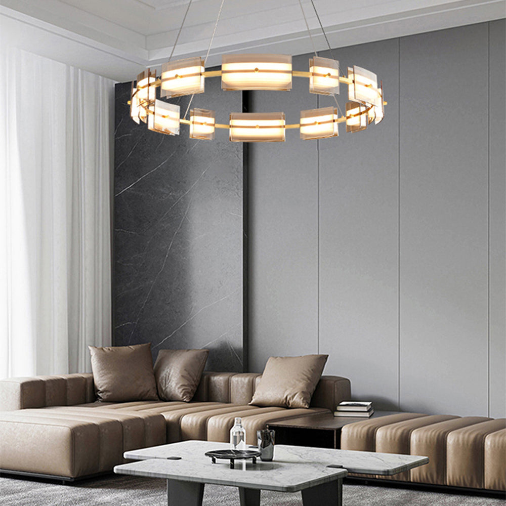 Evette Moderne Design LED Minimalistische Ring Hanglamp Metalen/Glas Zwart/Goud Slaap/Eetkamer