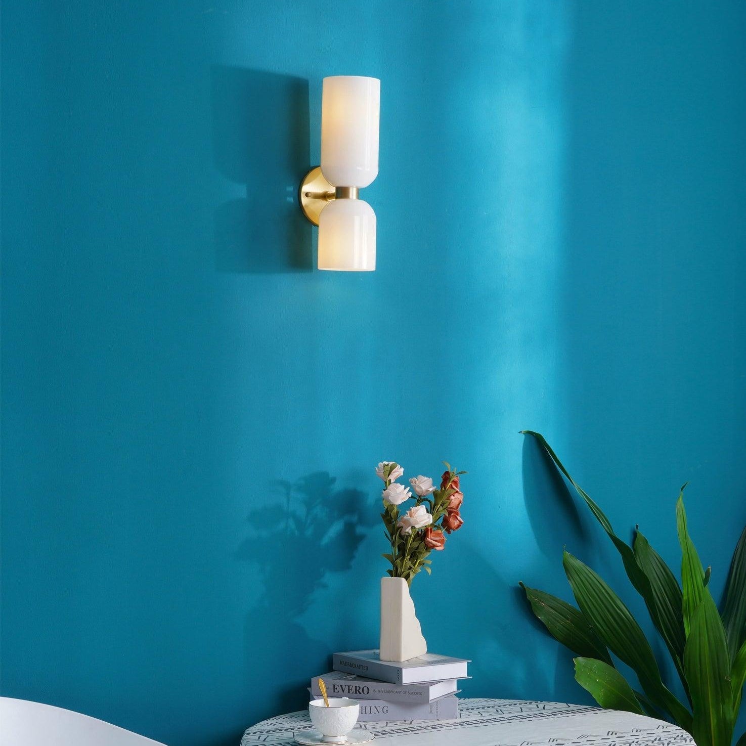 Meza Moderne Design LED Wandlamp Eenvoudig Tweekoppig Wit/Blauw/Grijs/Chroom Slaapkamer