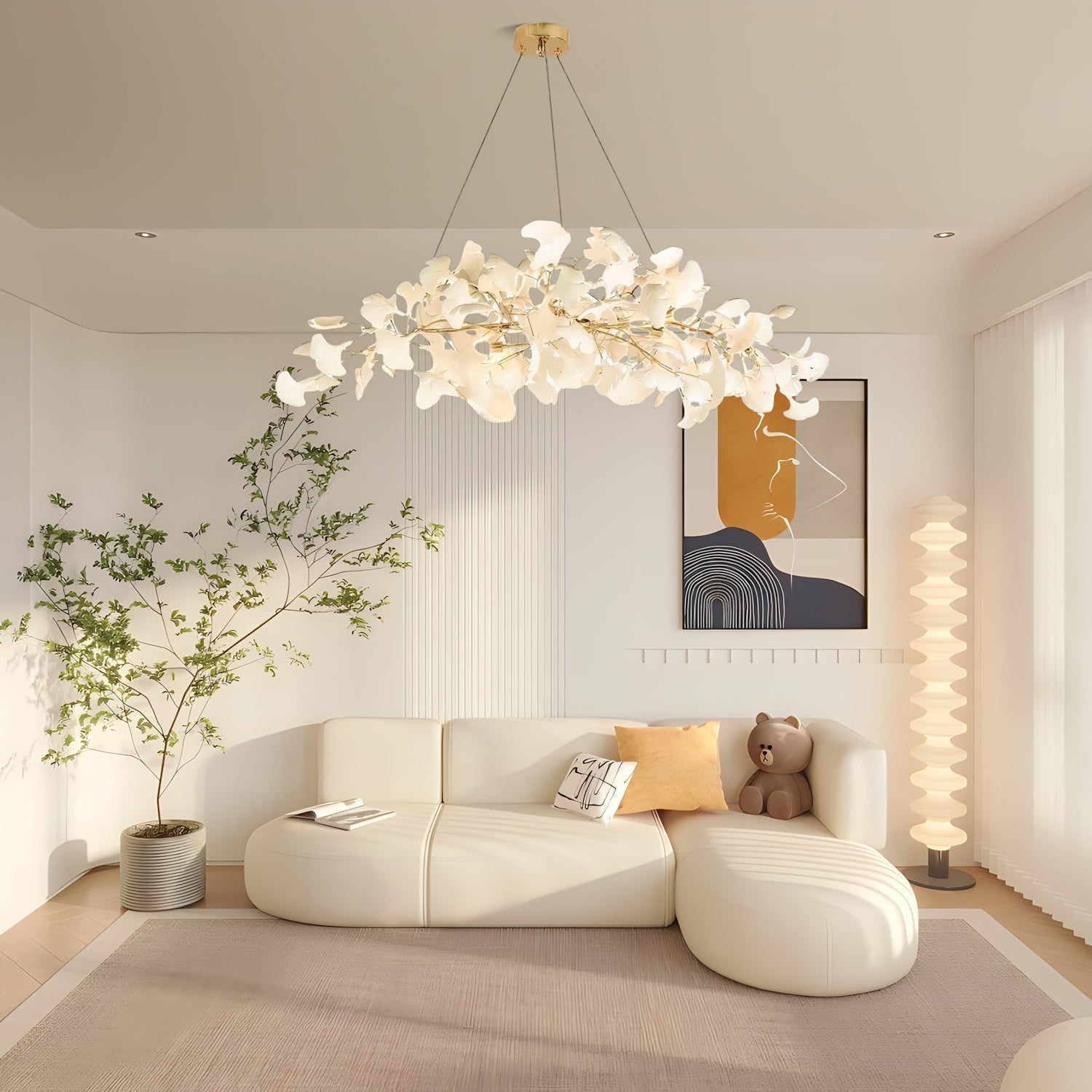 Olivia Moderne Design LED Kroonluchter Wit Gouden Metaal Woonkamer