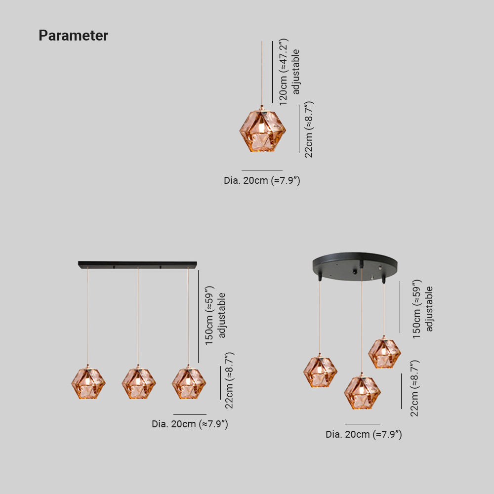 Hailie Polyhedron LED Hanglamp Metaal Glas Slaapkamer Eetkamer