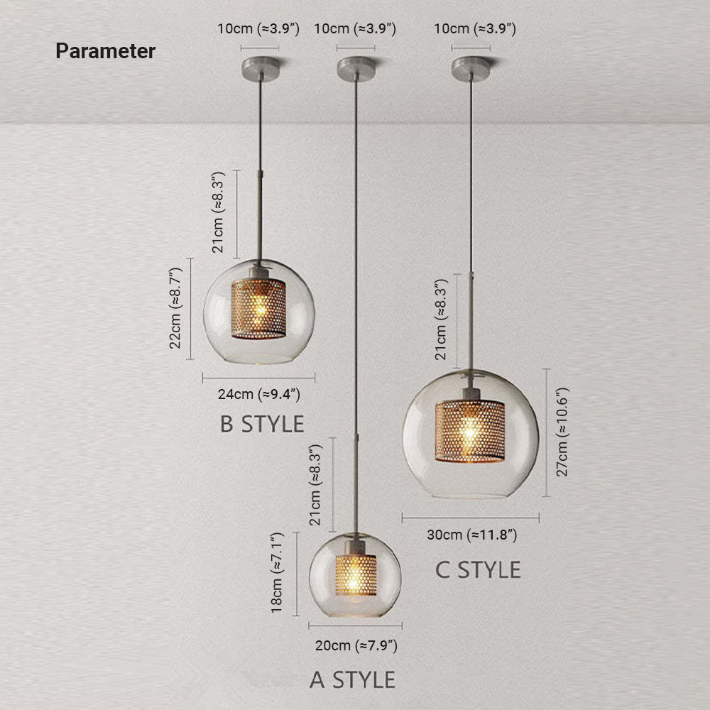 Oneal Retro Ronde LED Hanglampen Gouden Metaal Glas Woonkamer