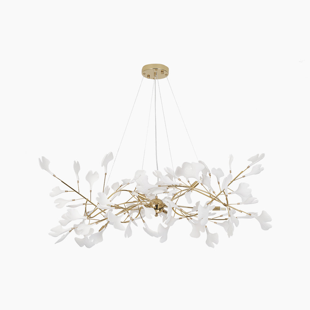 Olivia Design Ginkgoblad LED Kroonluchters Goud/Wit Metaal/Keramisch Slaap/Eet/Woonkamer