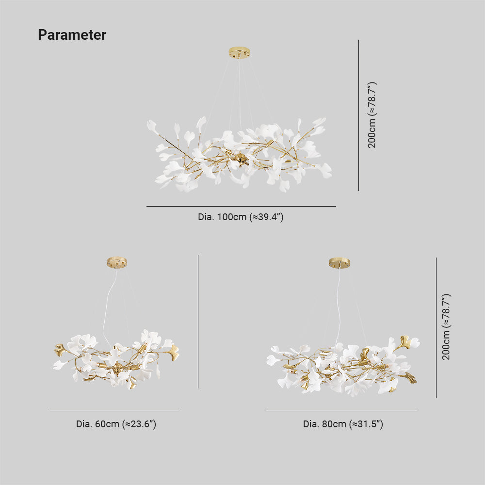 Olivia Design Ginkgoblad LED Kroonluchters Goud/Wit Metaal/Keramisch Slaap/Eet/Woonkamer