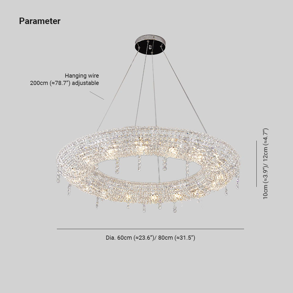 Kristy Moderne Ronde LED Hanglamp Metaal/Crystal Transparant Slaap/Woon/Eetkamer