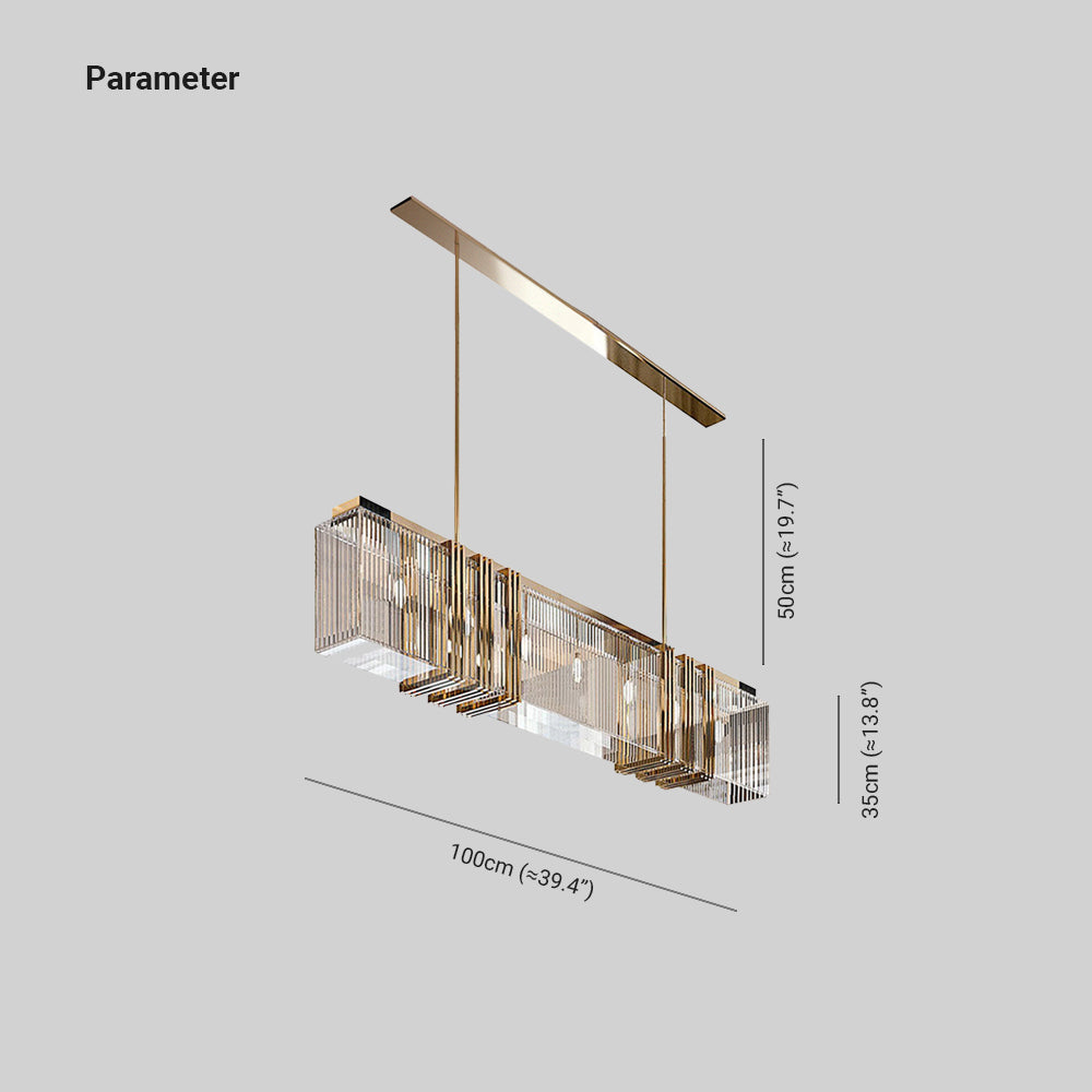 Kajetan Design Rechthoekig LED Hanglamp Goud/Transparant Metaal/Acryl Woonkamer/Slaapkamer