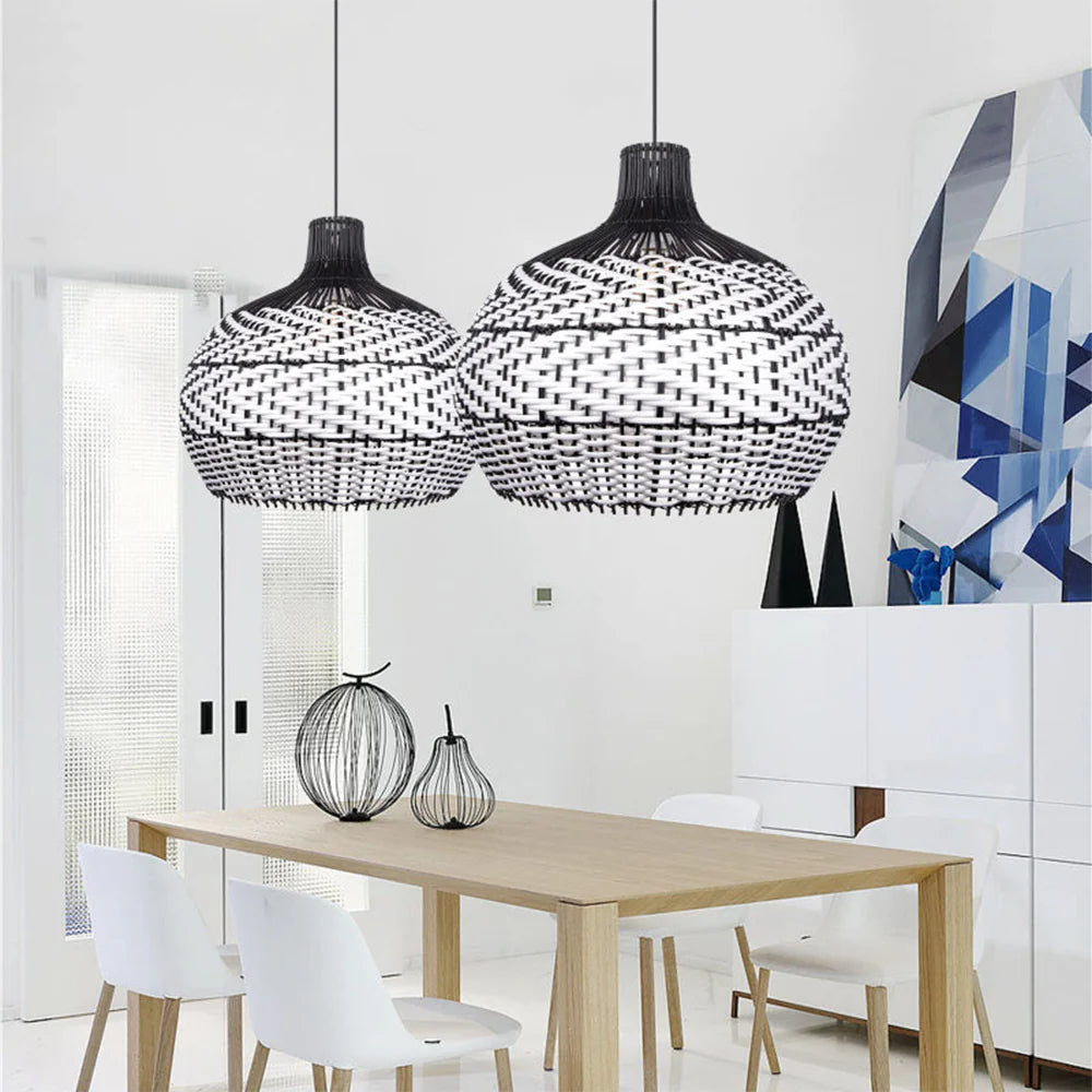 Ritta Moderne LED Hanglampen Zwart/Wit Rotan Eetkamer/Woonkamer