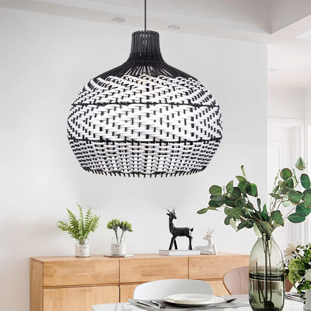 Ritta Moderne LED Hanglampen Zwart/Wit Rotan Eetkamer/Woonkamer