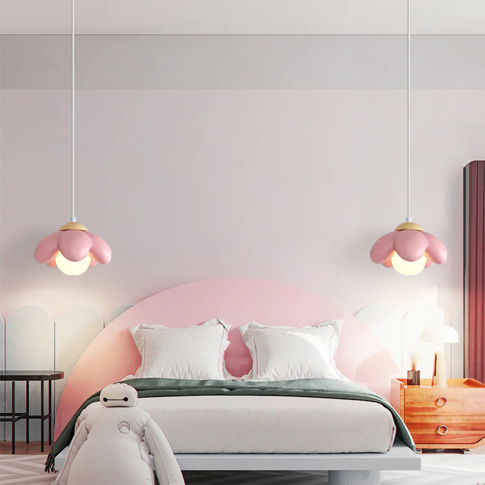 Hailie Moderne Minimalist LED Hanglampen in Roze Bloemstijl Slaapkamer