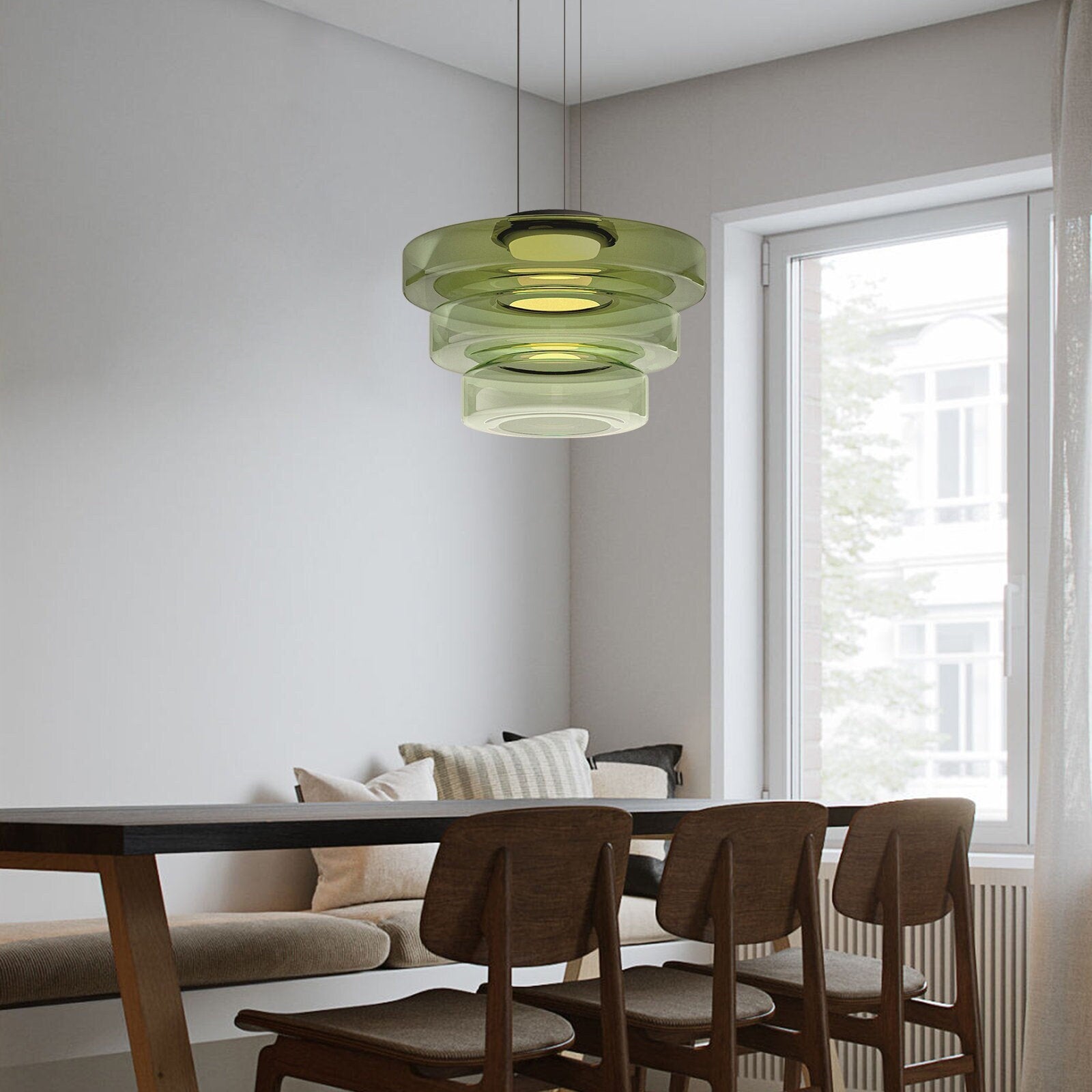 Hailie Modern Keuken Eiland Glas Hanglampen Woonkamer