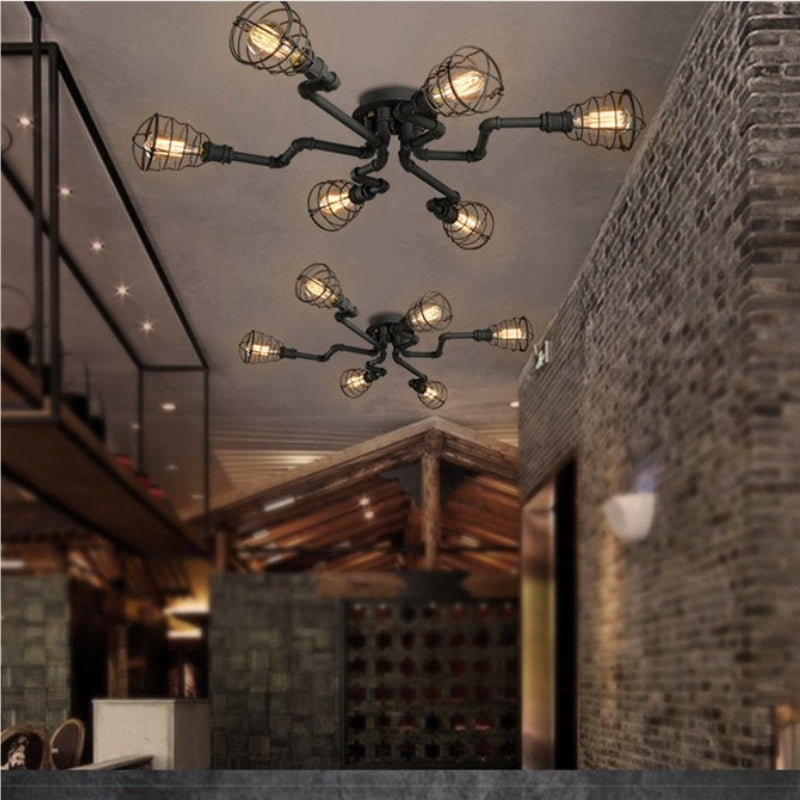 Alessio Industriele LED Plafondlamp Zwart/Messing Metaal Woon/Slaapkamer