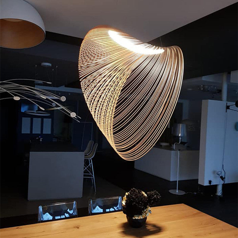 Ozawa Rustiek Annulair Houten Tegenlicht Hanglamp Natuurlijke Houten Kleur Woonkamer/Eetkamer