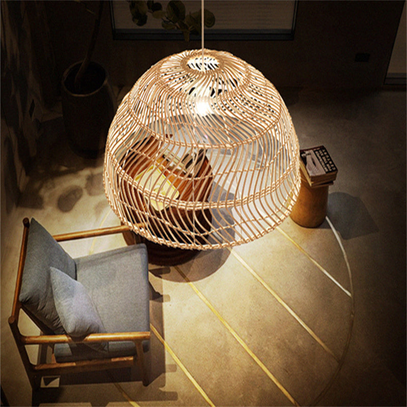 Ritta Retro Handgemaakte Rattan/Metalen Hanglampen Slaapkamer