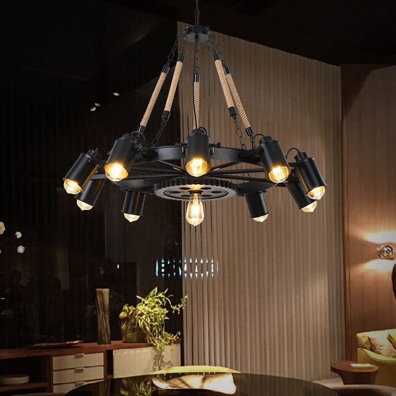 Epoch Industriële LED Hanglampen Zwart Metaal/Touw Café/Bar