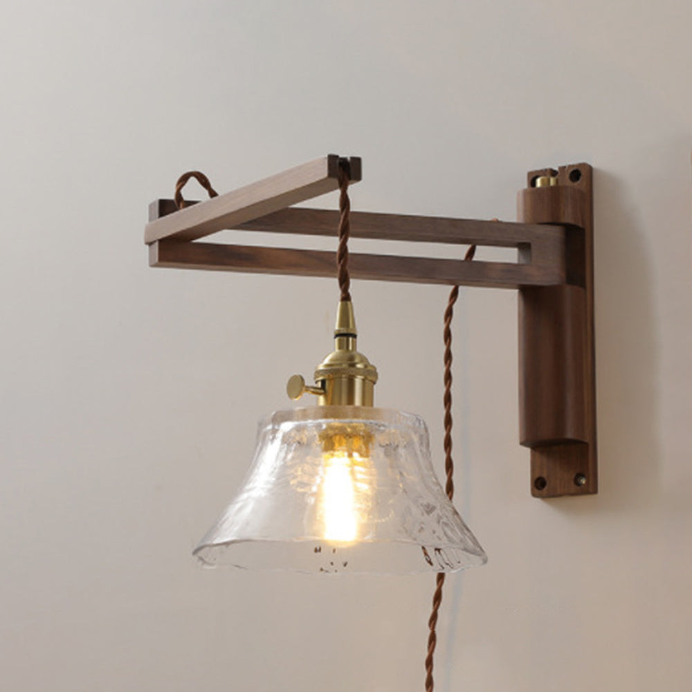 Ozawa Vintage Design LED Koepel Wandlamp Keramiek/Hout Walnoot/Helder Slaapkamer