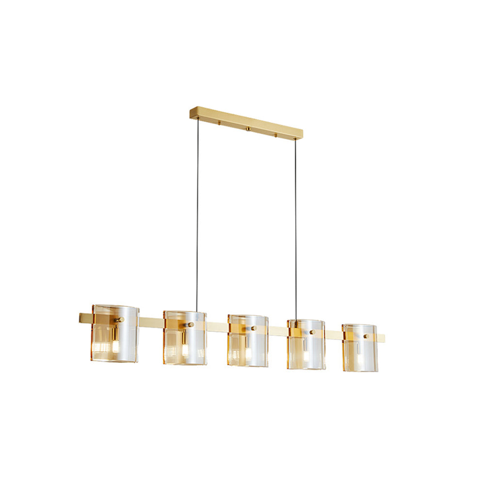 Evette Moderne Design Minimalistische Lineaire Hanglamp Metalen/Glas Zwart/Goud Eetkamer