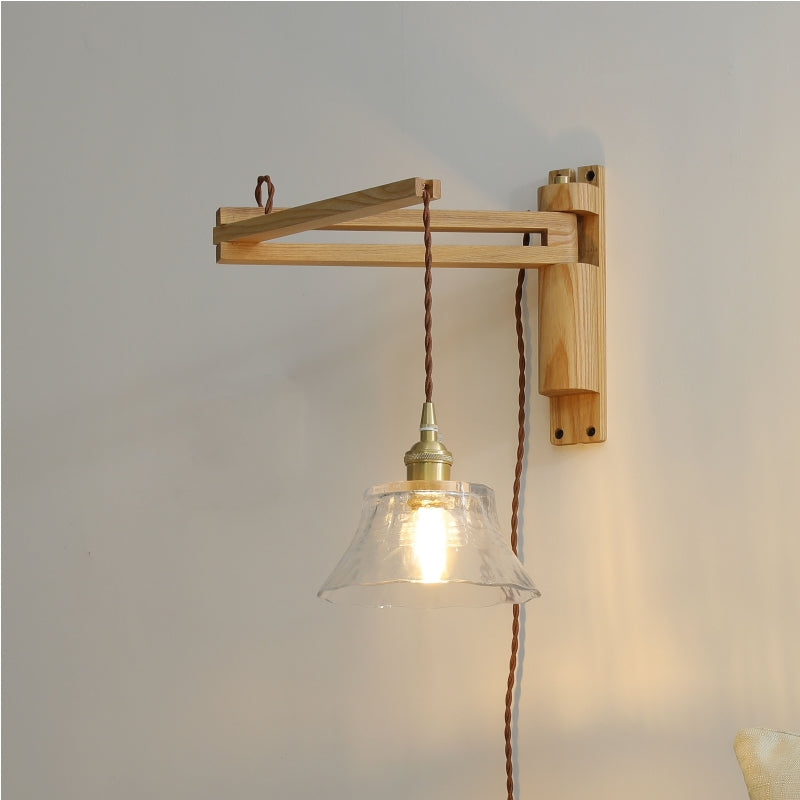 Ozawa Vintage Design LED Koepel Wandlamp Keramiek/Hout Walnoot/Helder Slaapkamer