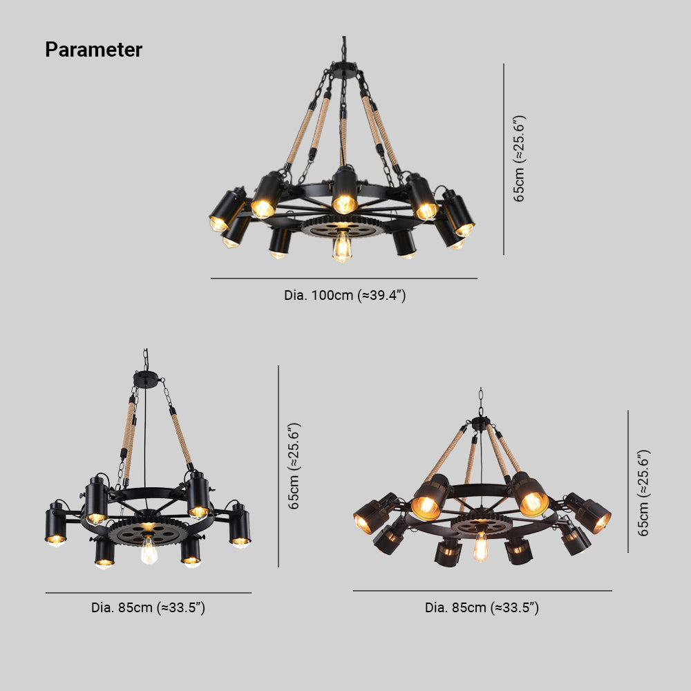 Epoch Industriële LED Hanglampen Zwart Metaal/Touw Café/Bar