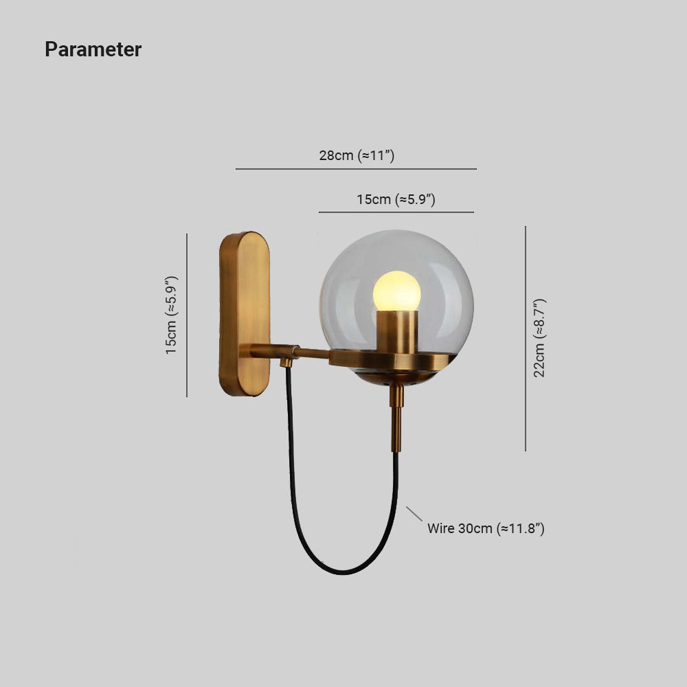 Alessio Retro Rustieke Glazen Design Wandlamp Zwart/Brons Woonk/Eetkamer