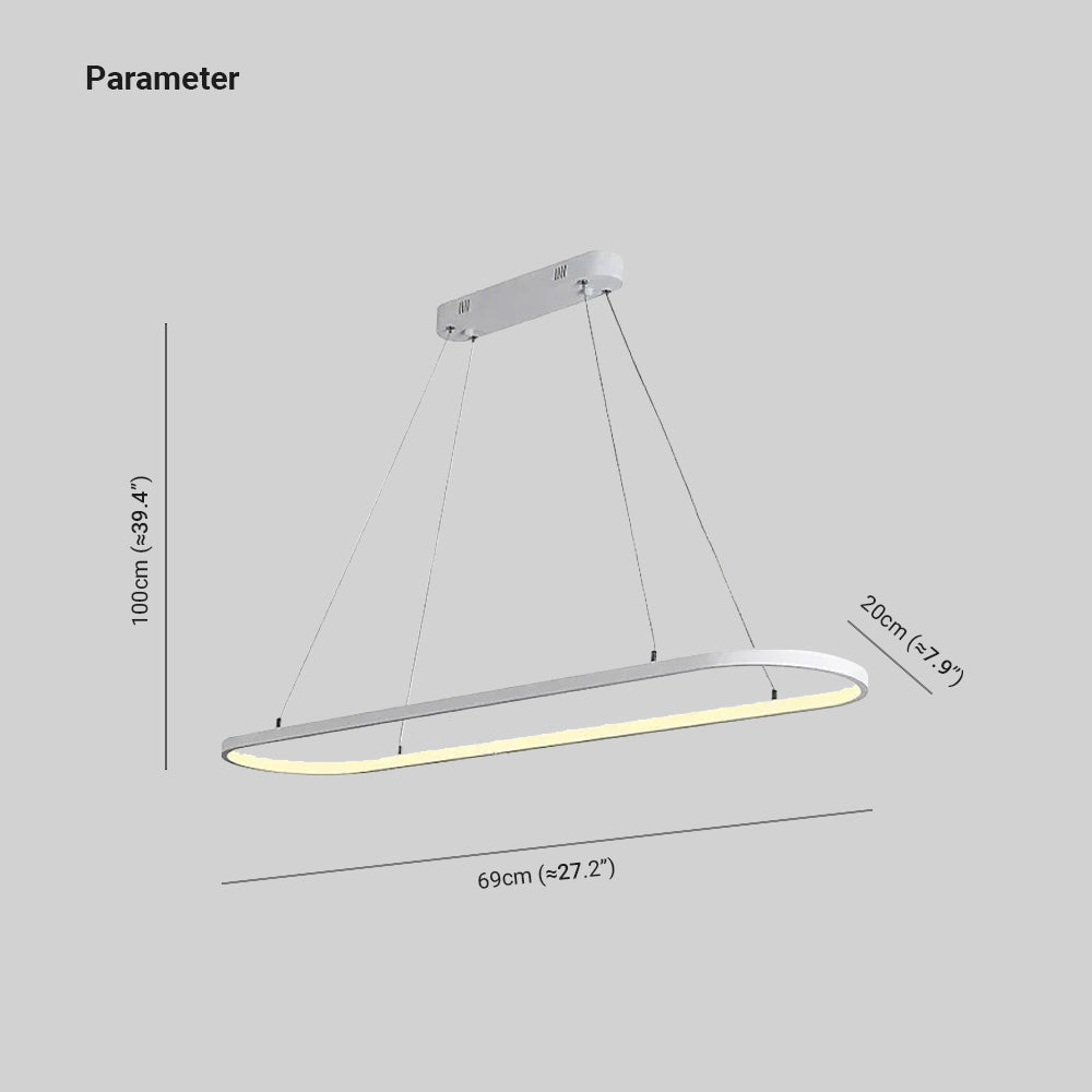 Edge Moderne Oval  LED Hanglamp Zwart/Wit/Goud  Metaal/Silicone Woon/Eetkamer