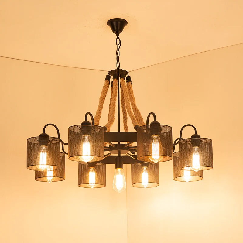 Epoch Vintage LED Hanglampen Zwart Touw/Metaal Woonkamer