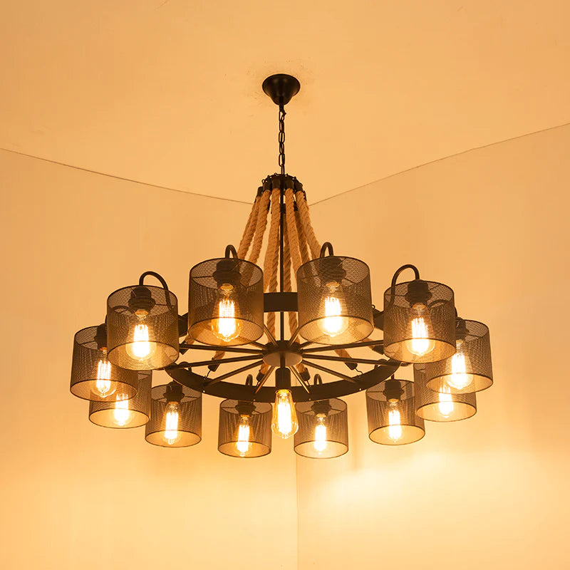 Epoch Vintage LED Hanglampen Zwart Touw/Metaal Woonkamer