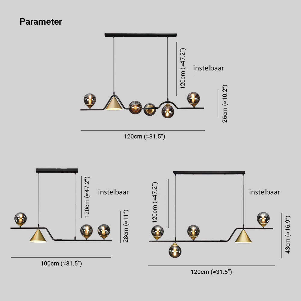 Edge Moderne LED Hanglampen Zwart/Goud Glas Woonkamer/Bedkamer