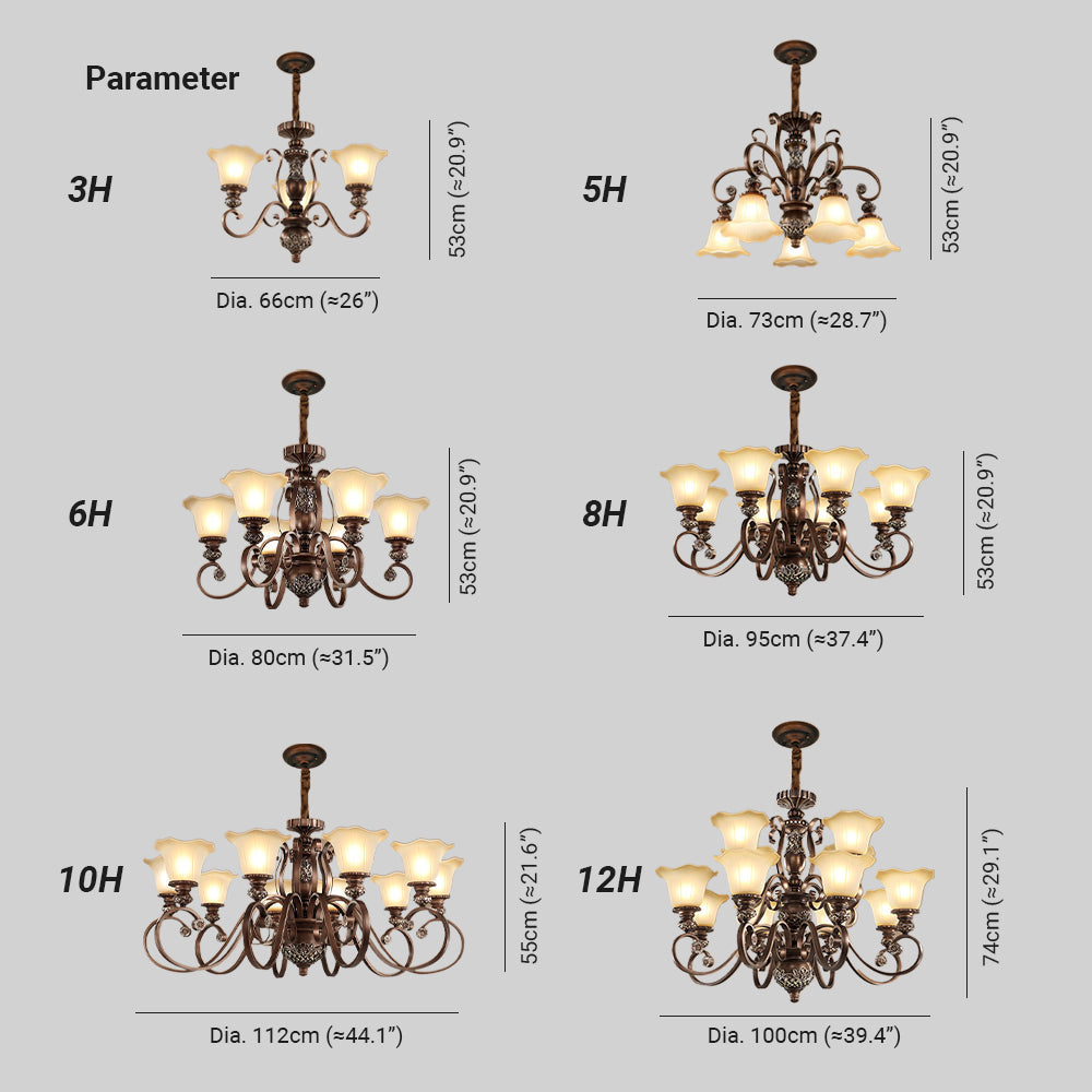 Lily Retro Bloem Hanglampen Metaal Glas Woonkamer Slaapkamer