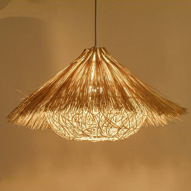 Muto Moderne Design Handgeweven Rotan Modellerende Hanglamp Geel/Bruin Woonkamer/Slaapkamer