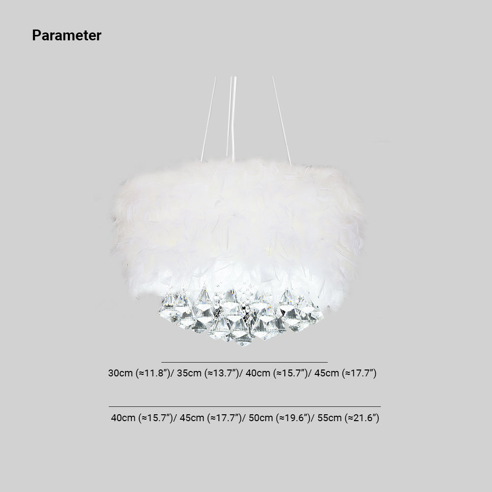 O'Moore Moderne LED Kroonluchter Metaal/Crystal/Veer Wit Slaapkamer/Woonkamer