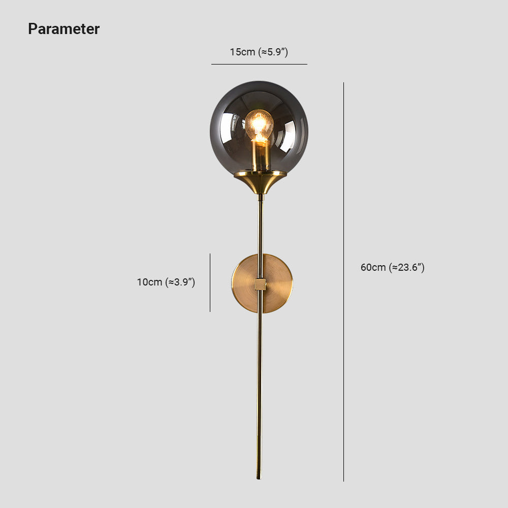 Valentina Moderne Wandlamp Globe Metaal/Glas Grijs/Amber/Duidelijk/Wit Woon/Bedkamer