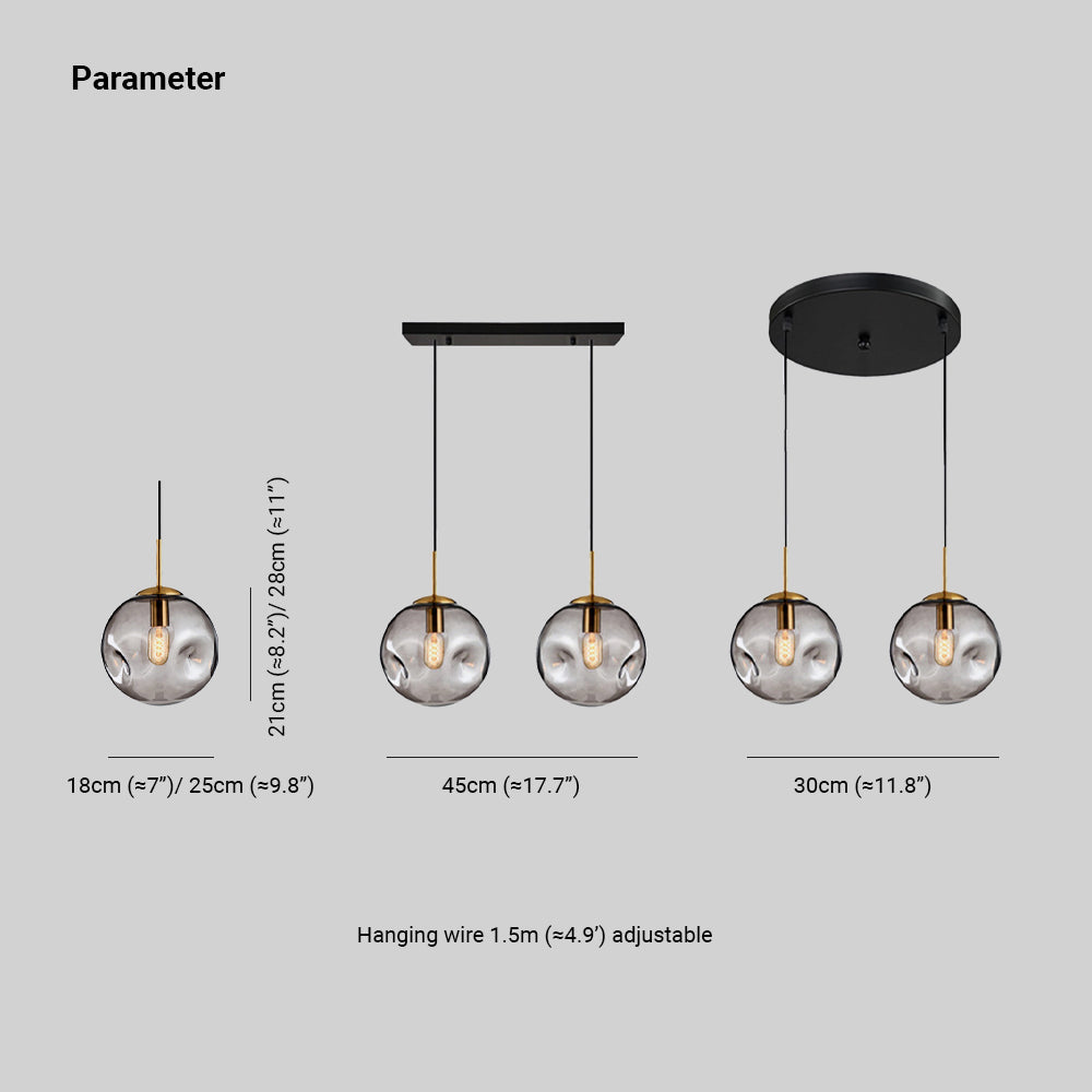 Hailie Moderne Ronde LED Hanglamp Metaal/Glas Rookgrijs/Amber Slaap/Woon/Eetkamer