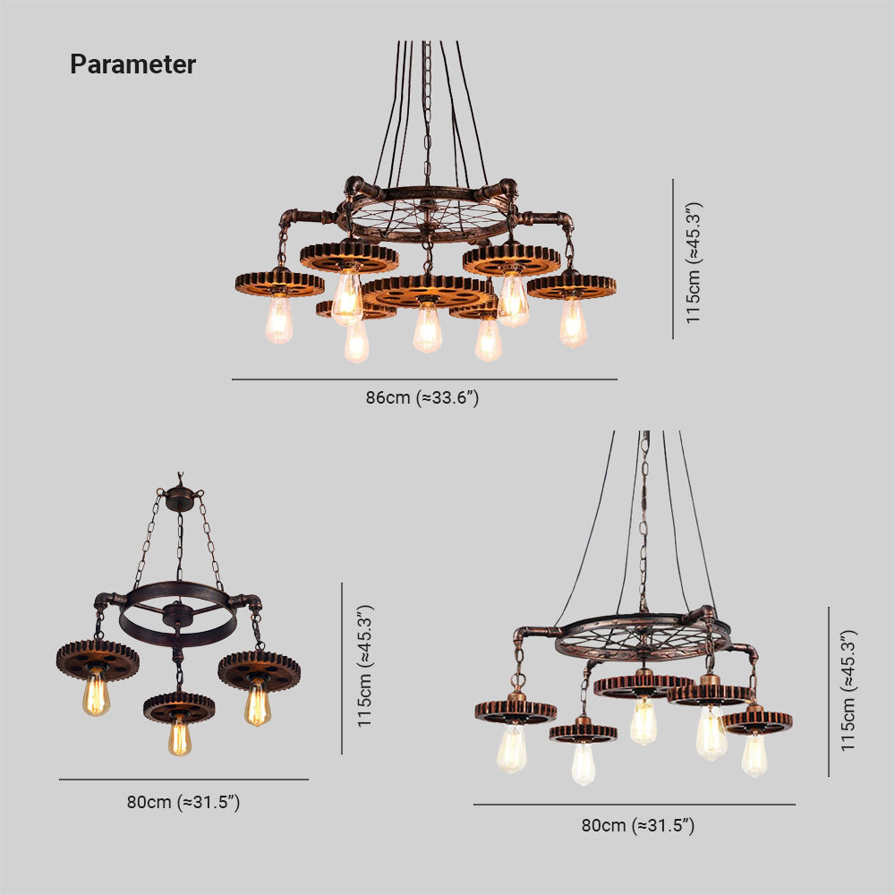 Alessio Industriële Metaal Tandwiel Ring Hanglamp Brons