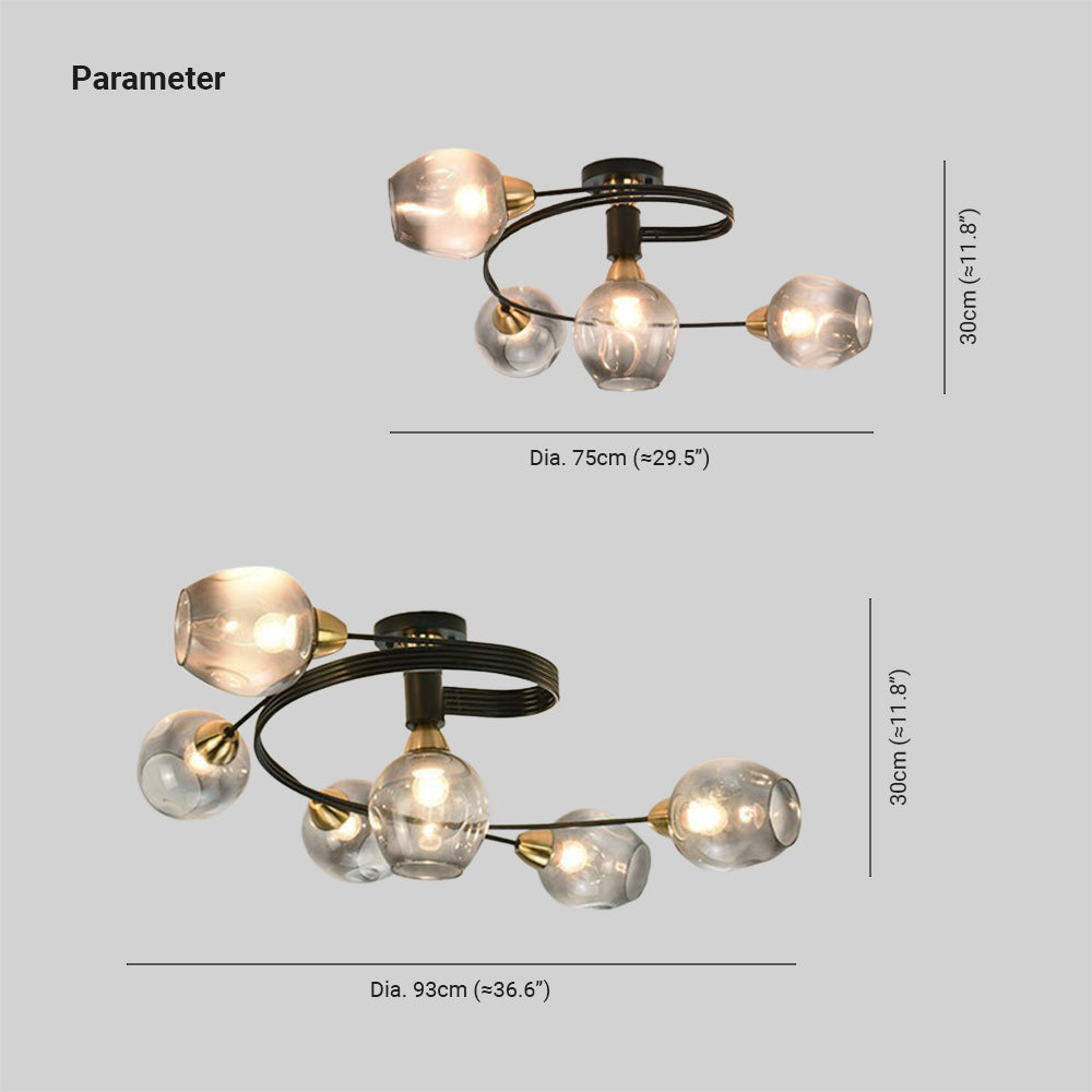 Valentina Moderne Mooi LED  Plafondlampen Stijlvol Zwart Metaal/Glas Slaapkamer