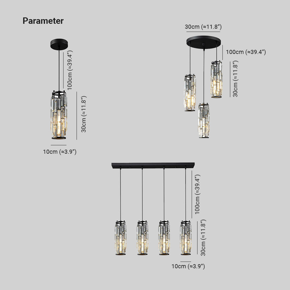 Kristy Moderne Cilinder LED Hanglamp Metaal/Crystal Zwart/Goud Slaap/Woon/Eetkamer