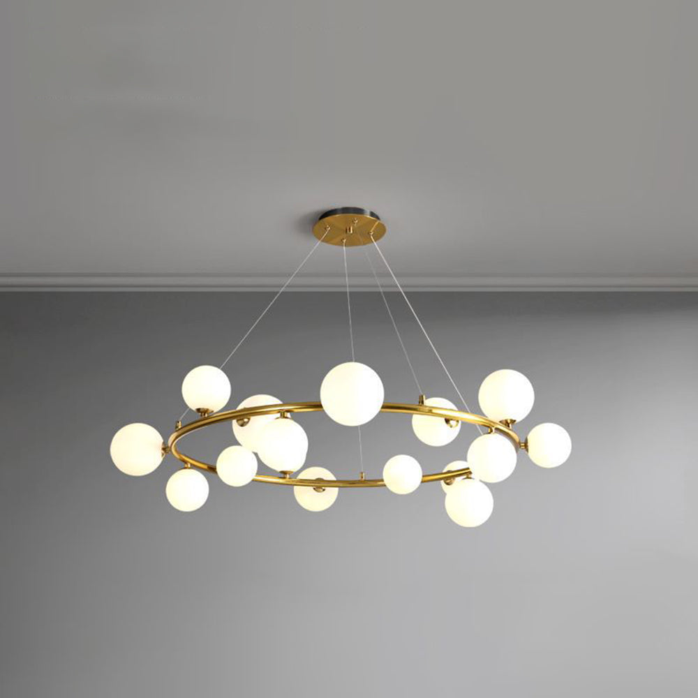 Valentina Moderne Design LED Glazen Bol Ring Kroonluchter Goud/Zwart Woonkamer/Slaapkamer