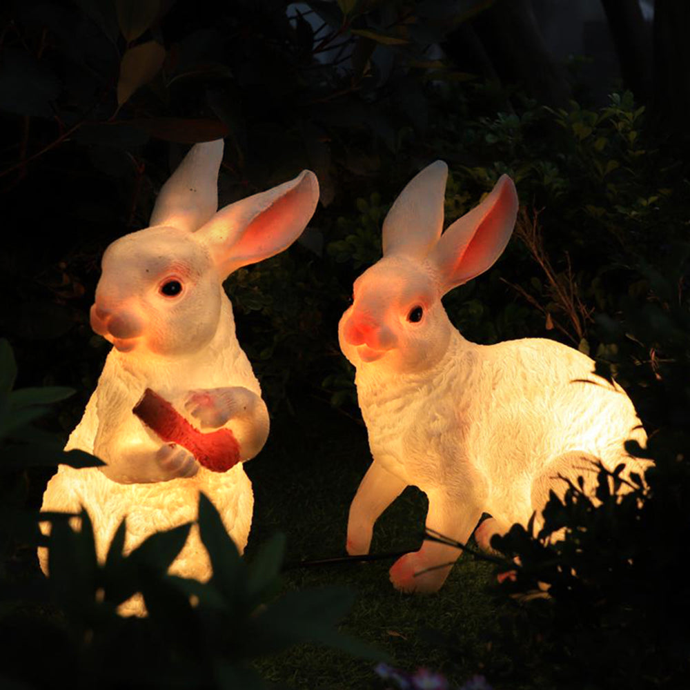 Alice Cute Rabbit Resin Outdoor Floor Lamp, White&Pink