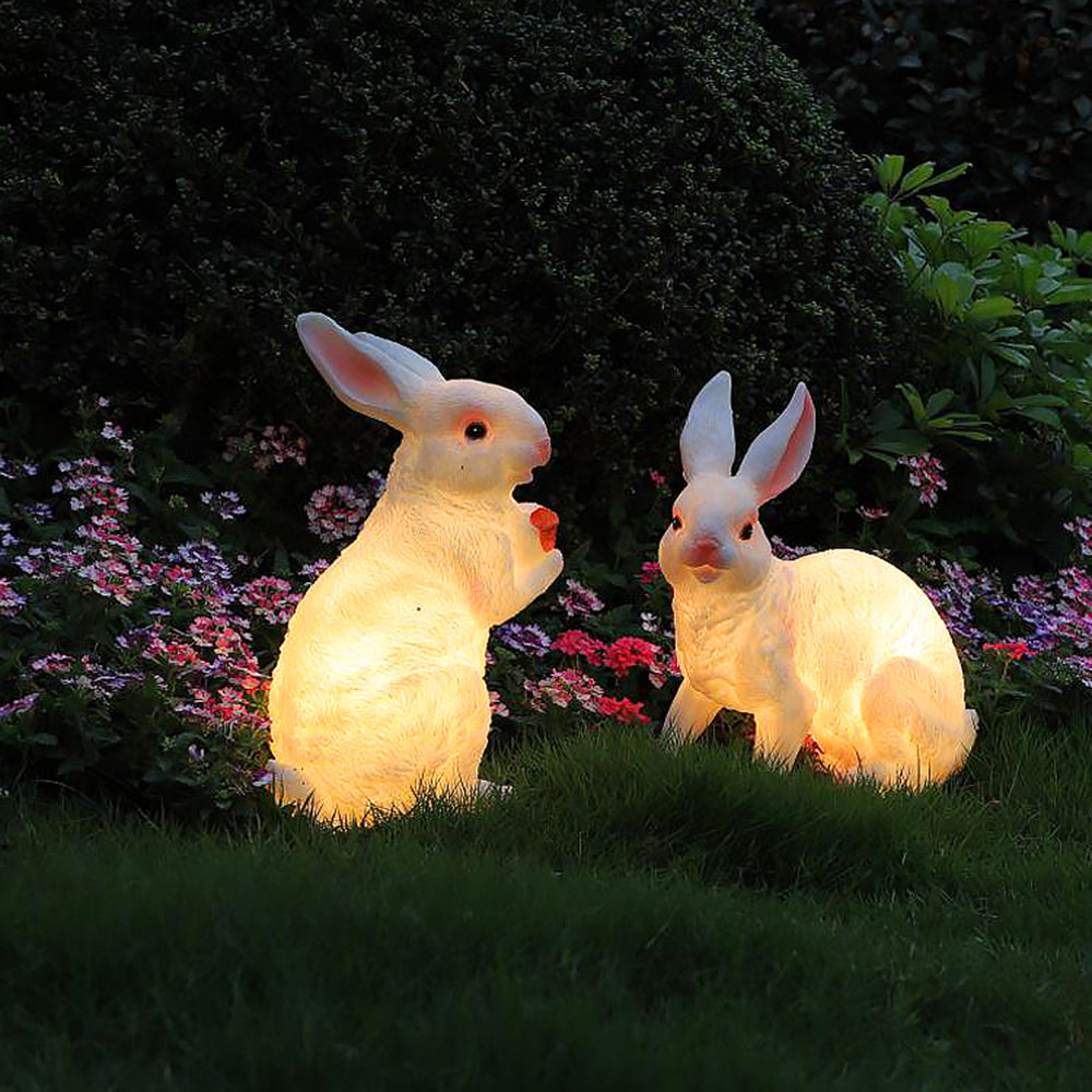 Alice Cute Rabbit Resin Outdoor Floor Lamp, White&Pink