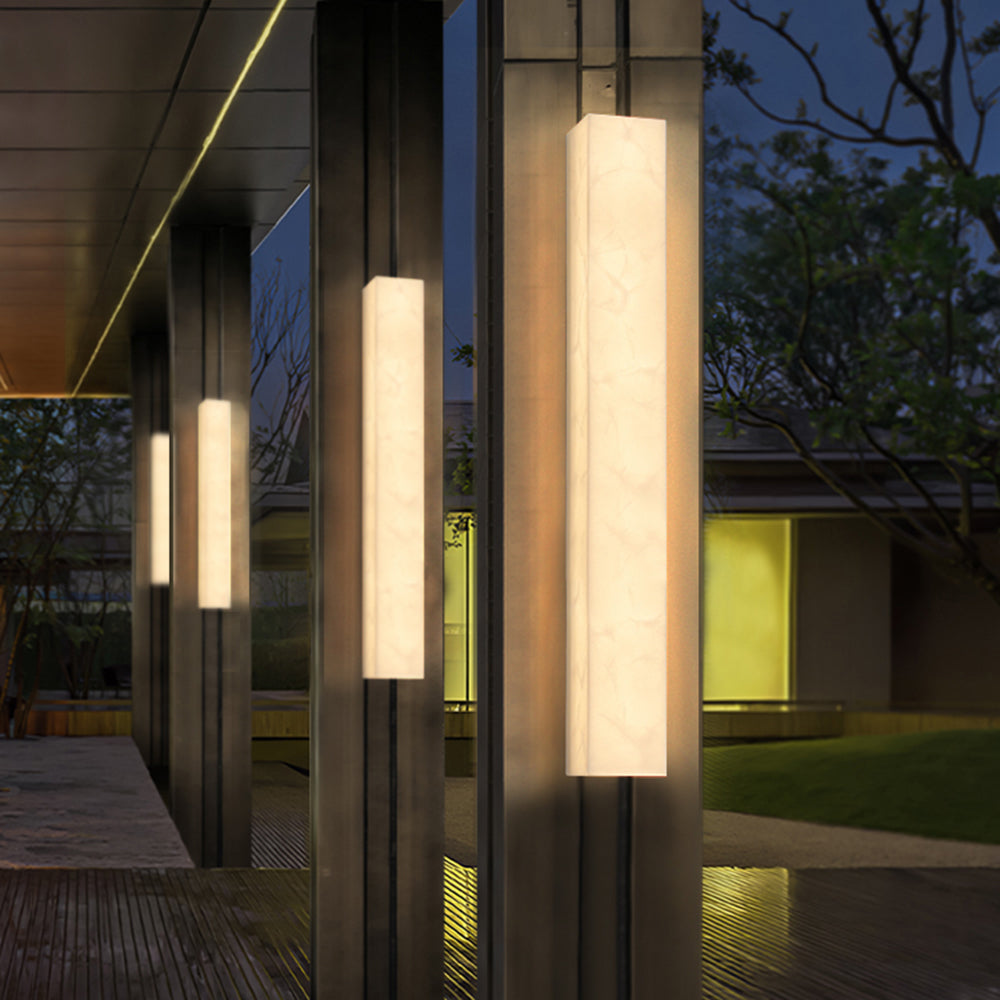 Edge Moderne Rechthoekige LED Buitenlamp Wit Marmer Tuin