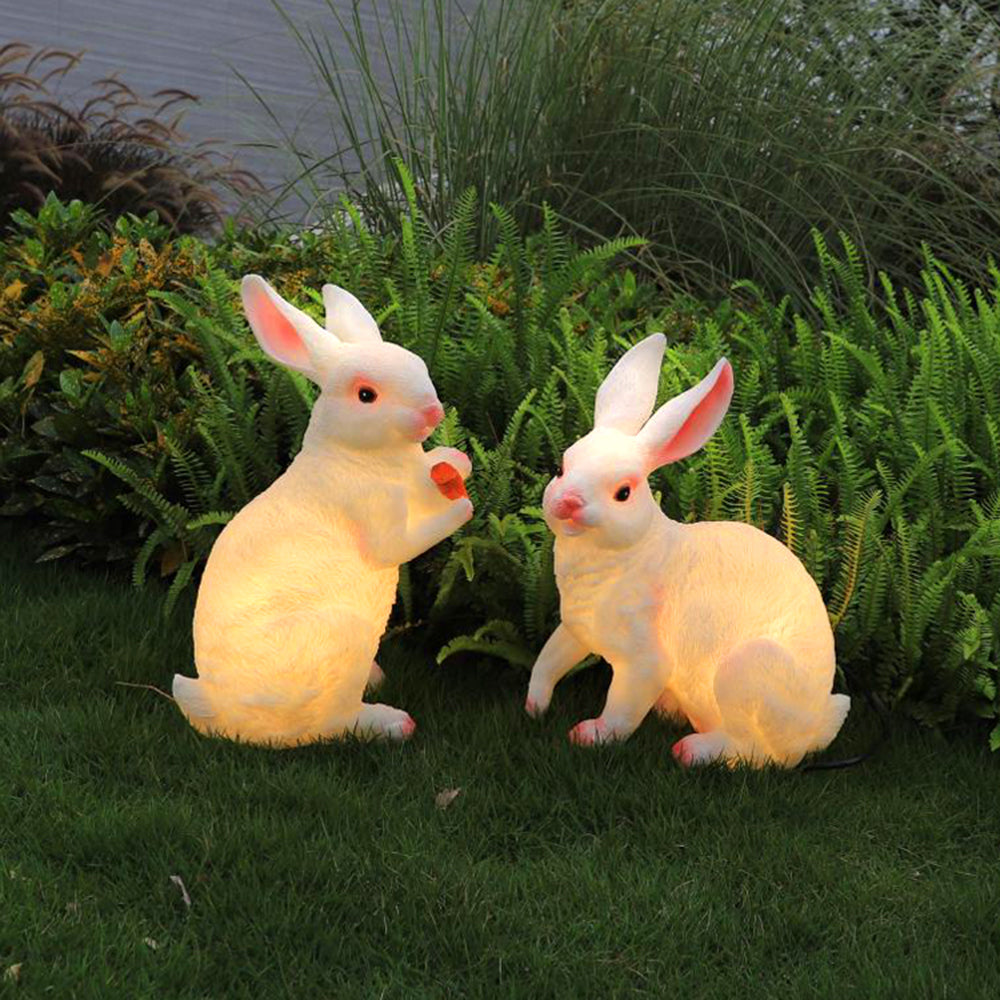 Alice Cute Rabbit Resin Outdoor Floor Lamp, White&Pink