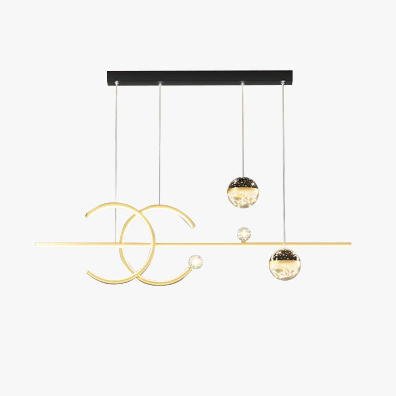 Madina Design LED Hanglamp Metaal/Kristal Zwart/Goud Slaapkamer/Woonkamer/Eetkamer