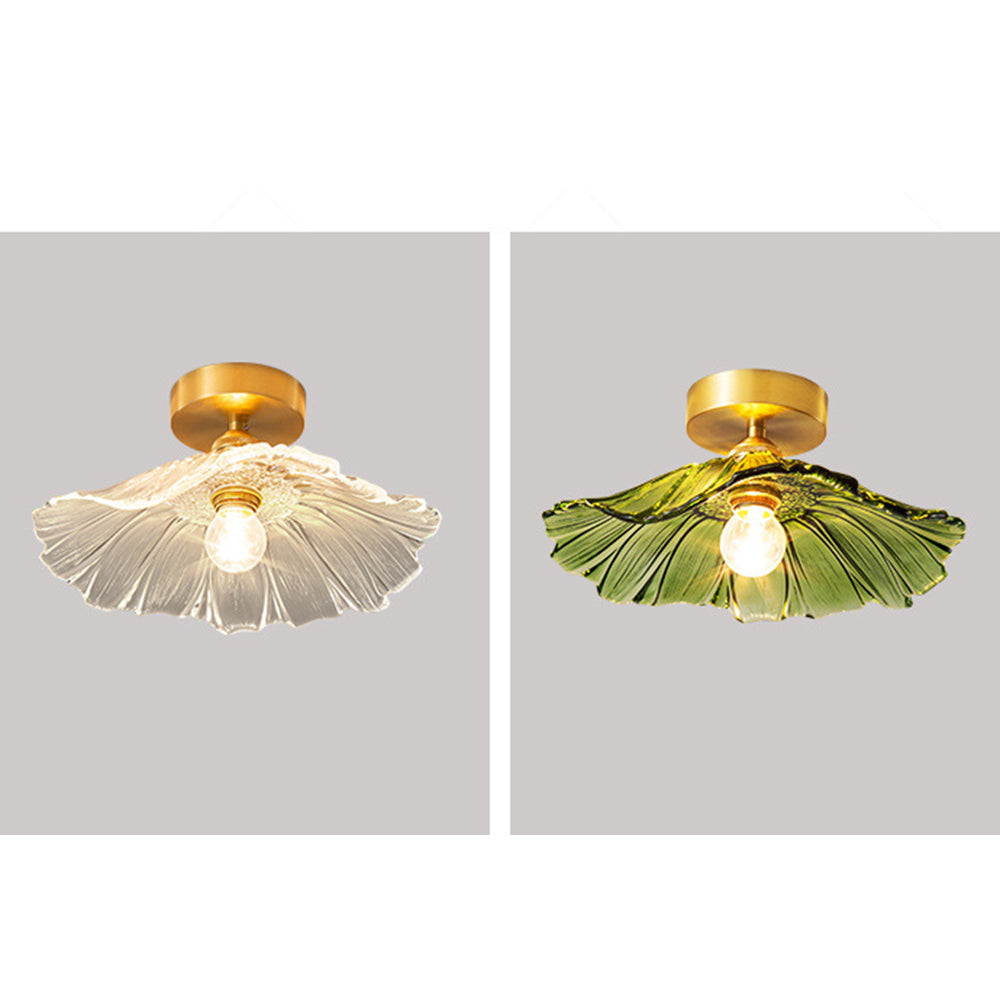 Carins Art Deco Bloem LED Hanglamp/Plafondlamp Helder/Groen Glas