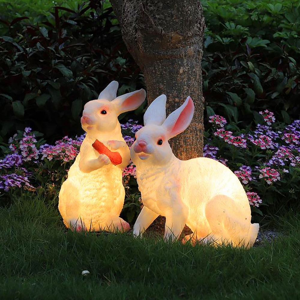 Alice Cute Rabbit Resin Outdoor Floor Lamp, White&Pink