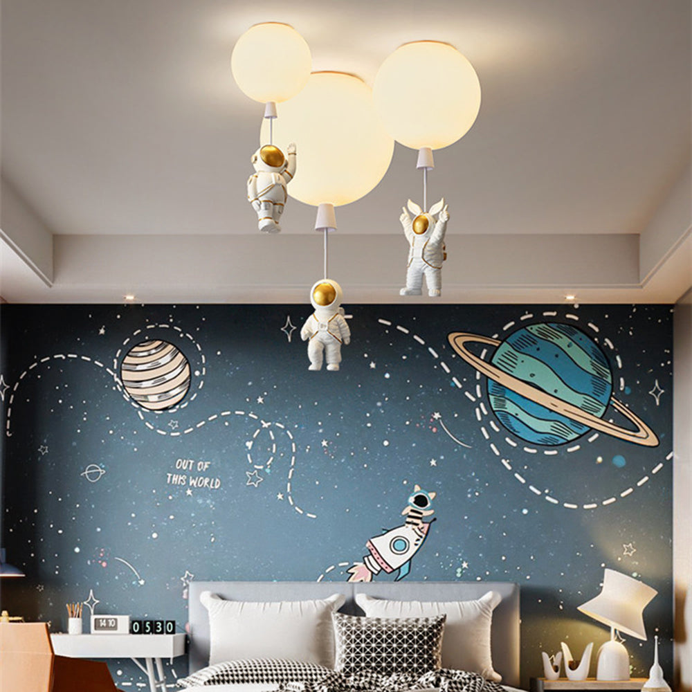 Fateh Moderne Maan/Astronauten LED Plafondlamp Acryl Grijs/Wit/Roze/Rood/Groen/Geel/Blauw/Oranje
