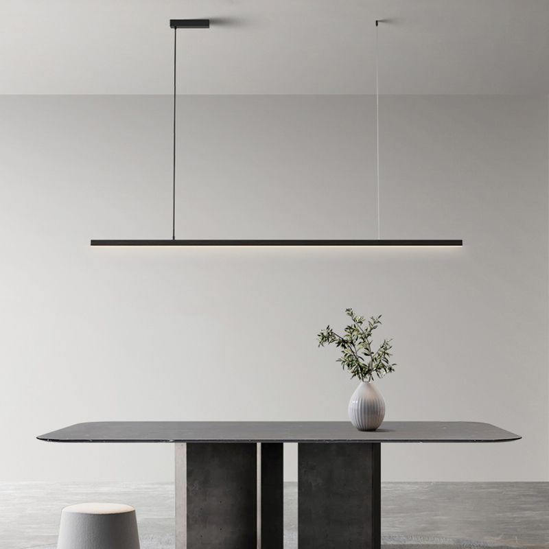 Edge Minimalist Linear Metal Pendant Light, White/Black