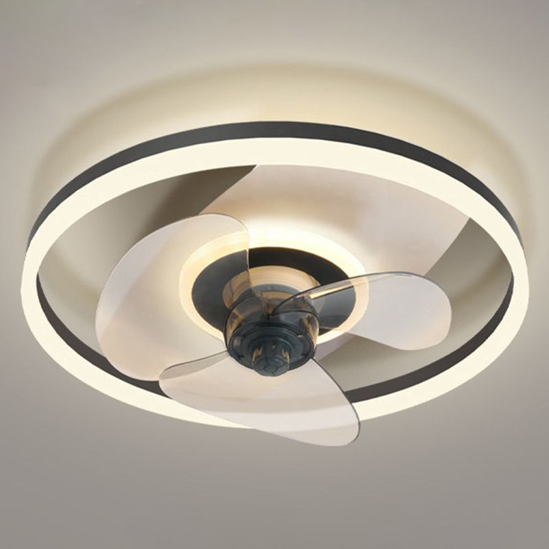 Edge Moderne Plafondlamp Met Ventilator Zwart Metaal/Acryl