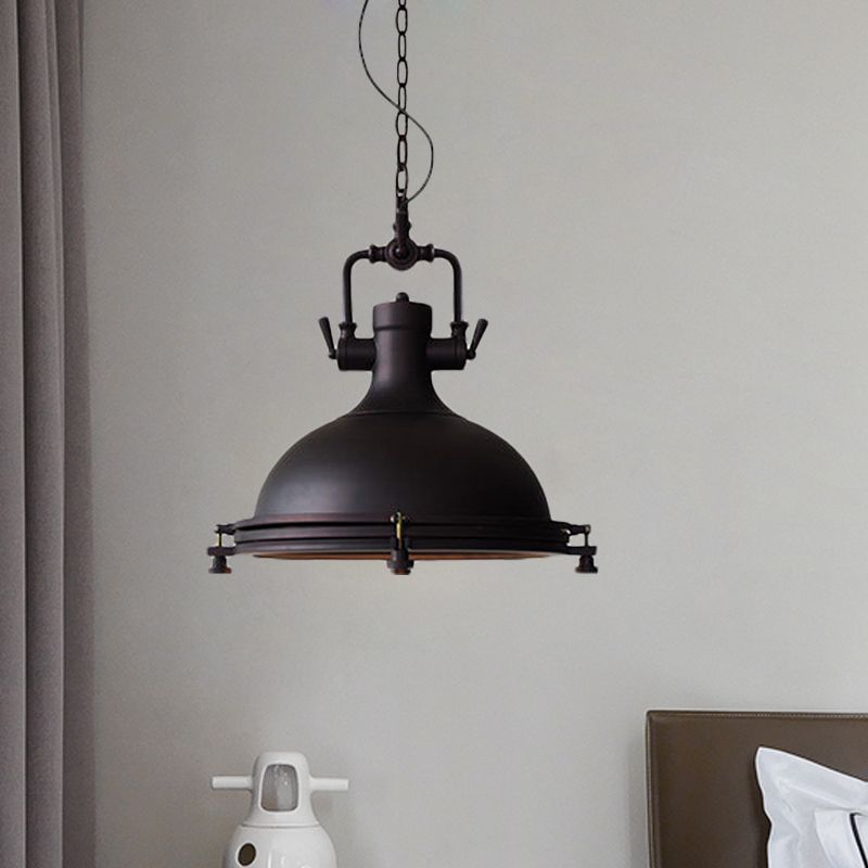 Alessio Rustic Retro Pot Black Metal Pendant Light, 2 Style