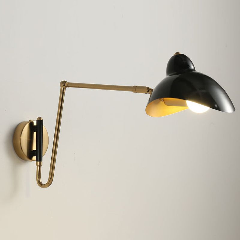 Brady Industrieel Swing LED Wandlamp Zwart/Goud Metaal Woonkamer