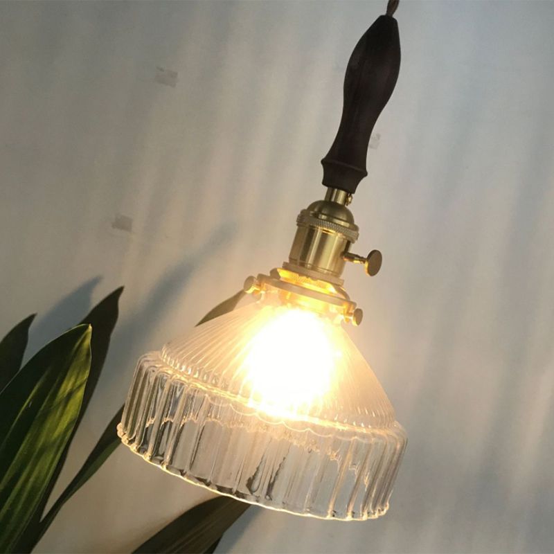 Cairns Vintage LED Koepel Hanglamp Messing/Zwart Glas Slaapkamer